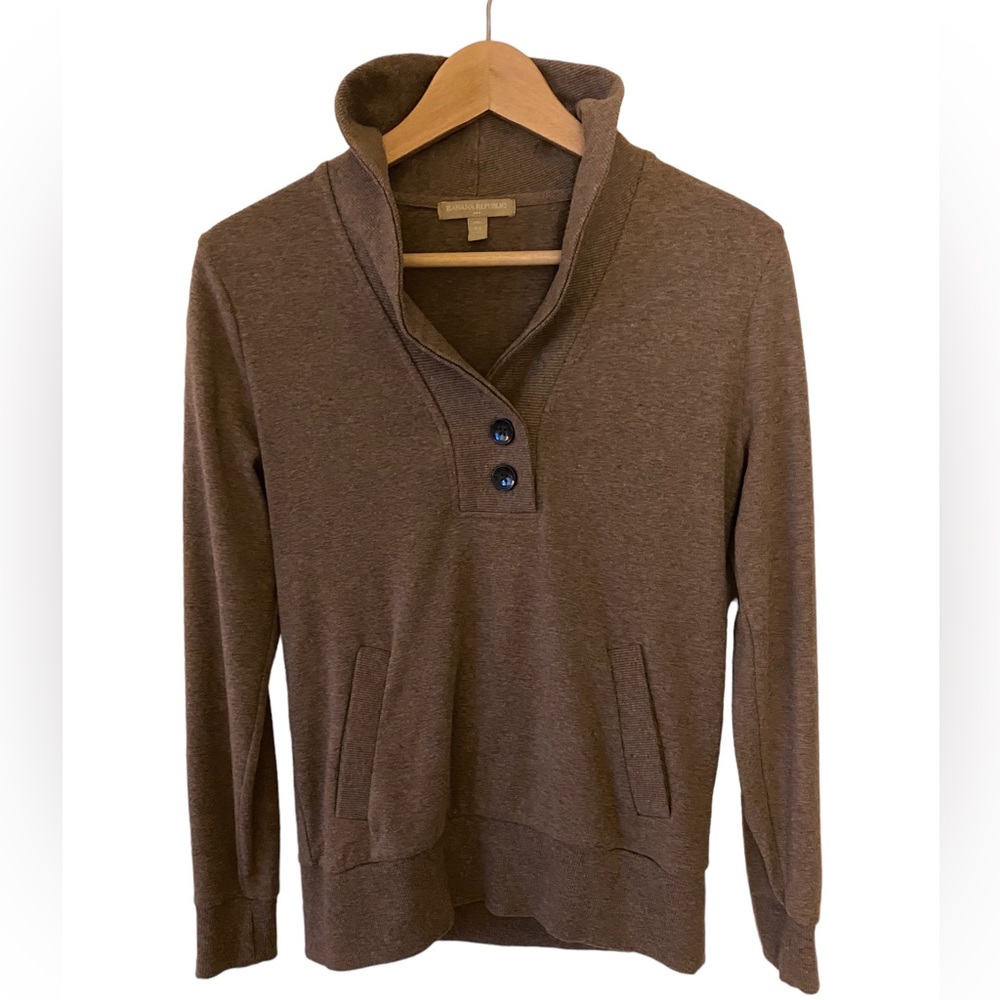 Banana Republic - Heather Brown Collard Pullover Sweatshirt - Size XS